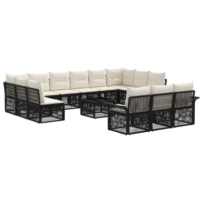 Gartensofa-set 14 stk. Schwarz Poly-Rattan