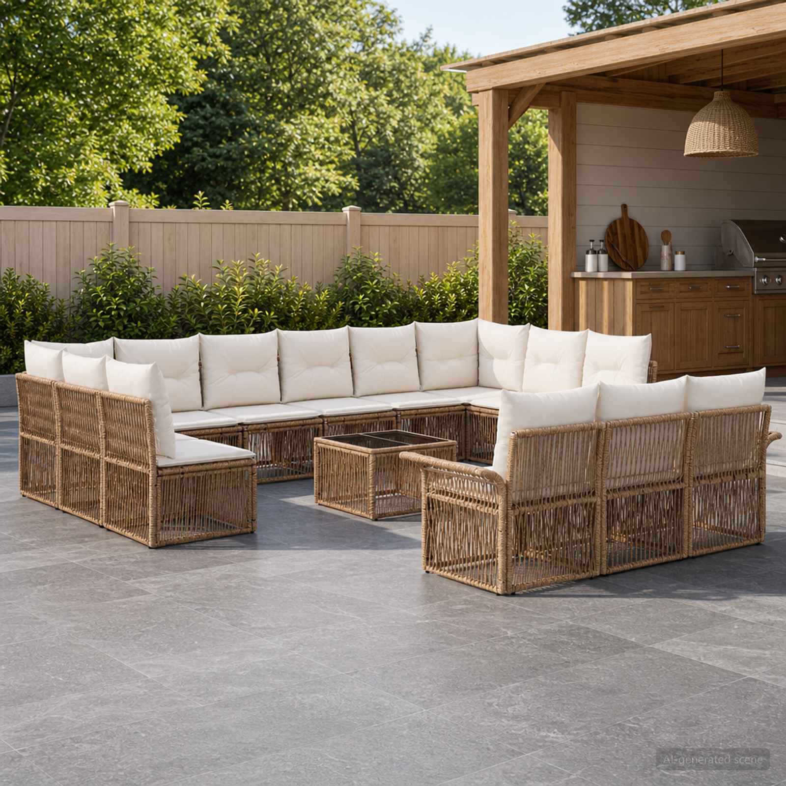 Gartensofa-set 14 pcs Beige Poly-Rattan
