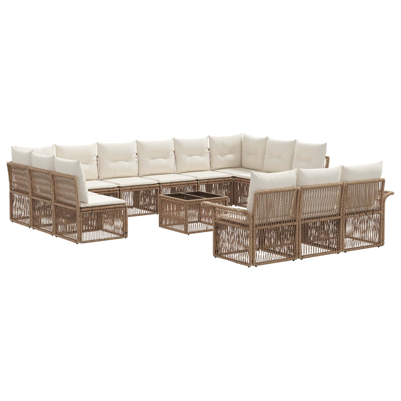 Gartensofa-set 14 pcs Beige Poly-Rattan
