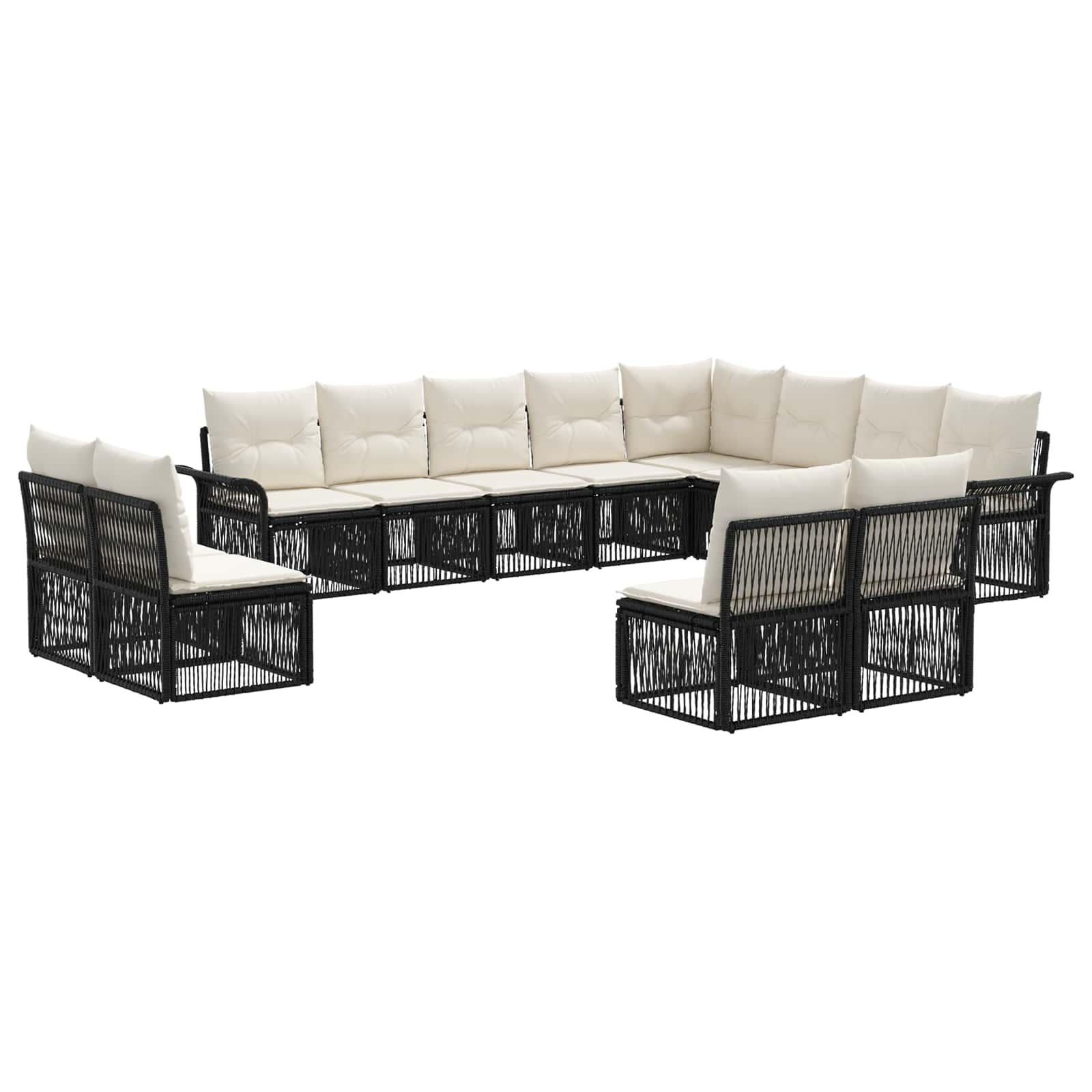 Gartensofa-set 12 pcs Schwarz Poly-Rattan
