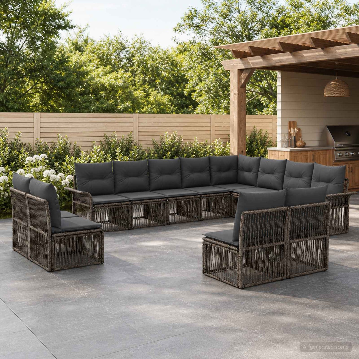 Gartensofa-set 12 stk. Grau Poly-Rattan