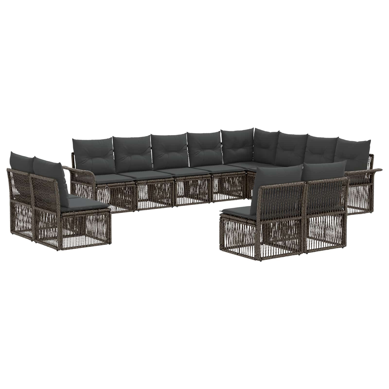 Gartensofa-set 12 stk. Grau Poly-Rattan