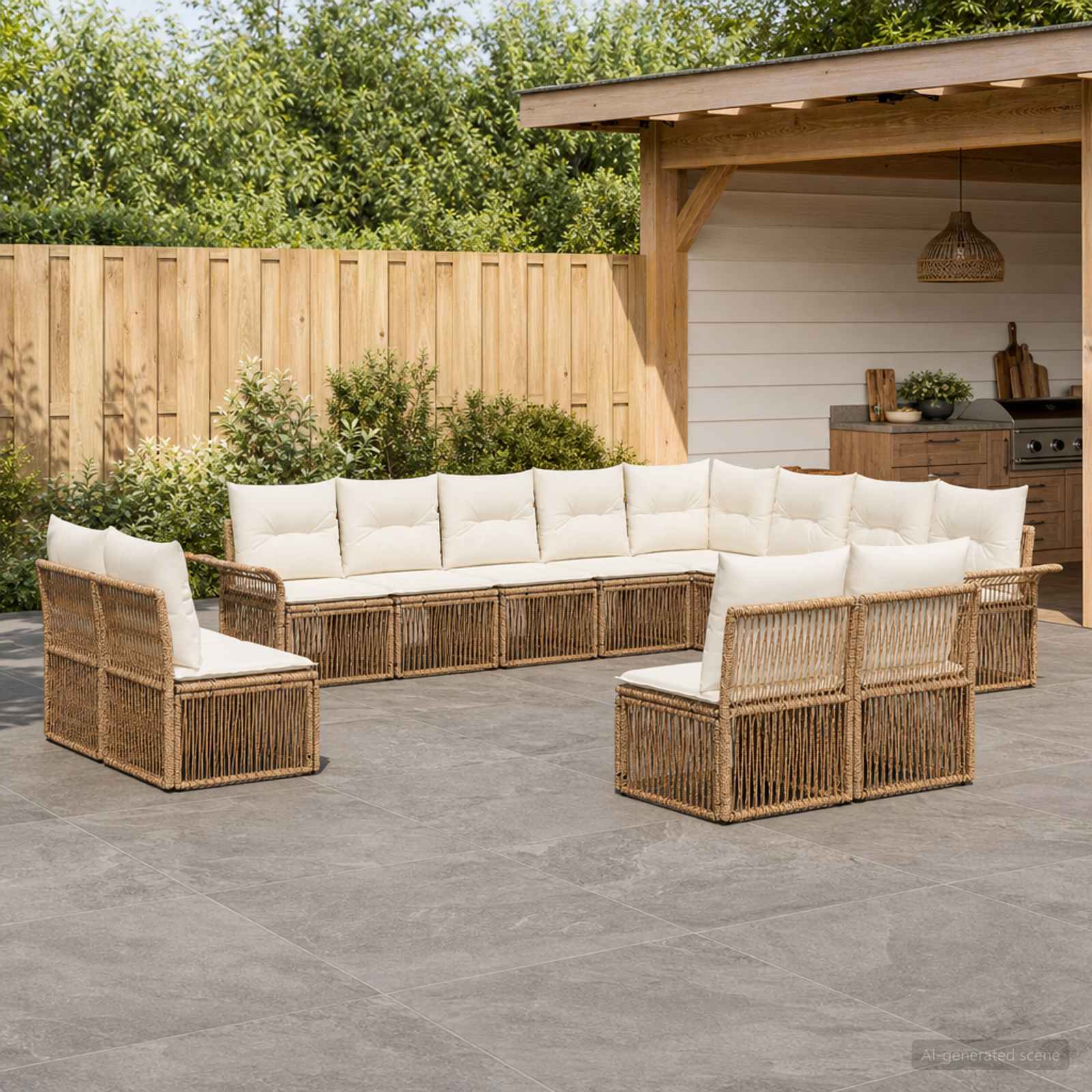 Gartensofa-set 12 pcs Beige Poly-Rattan