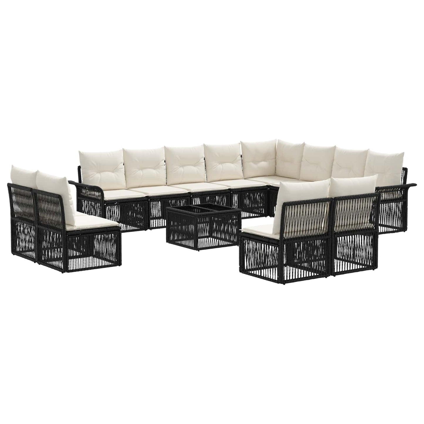 Gartensofa-set 13 pcs Schwarz Poly-Rattan
