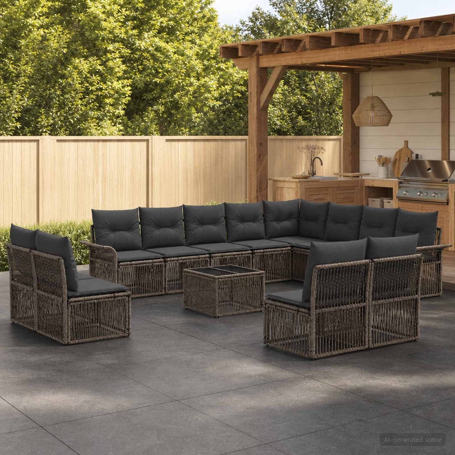 Gartensofa-set 13 stk. Grau Poly-Rattan