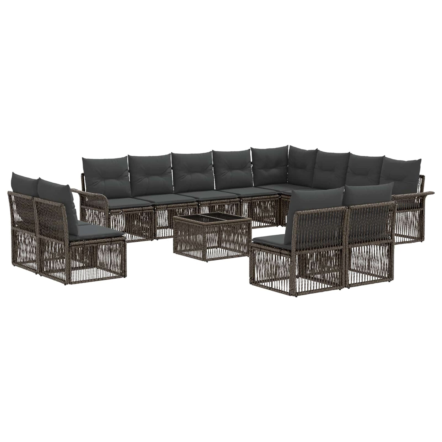 Gartensofa-set 13 stk. Grau Poly-Rattan