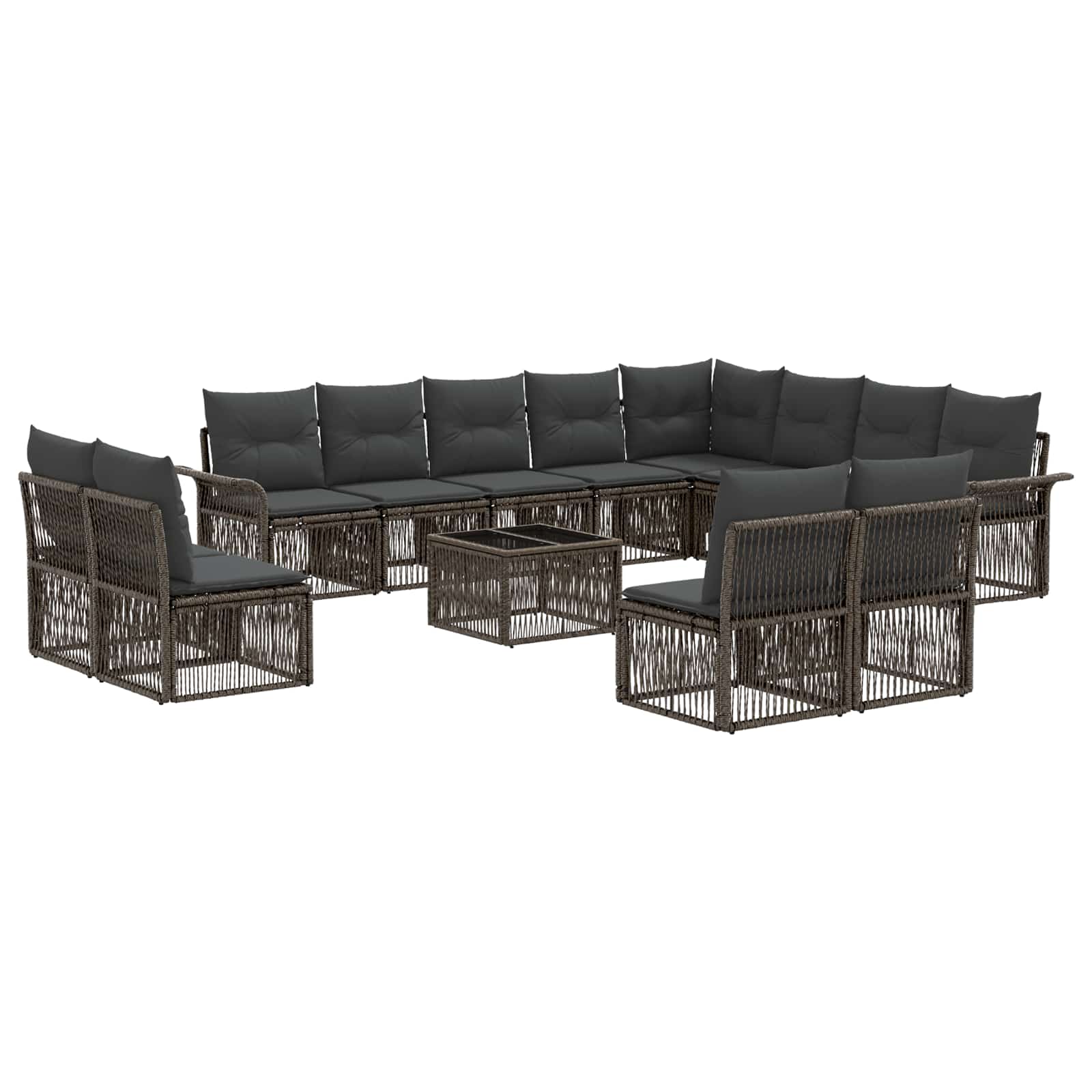 Gartensofa-set 13 stk. Grau Poly-Rattan