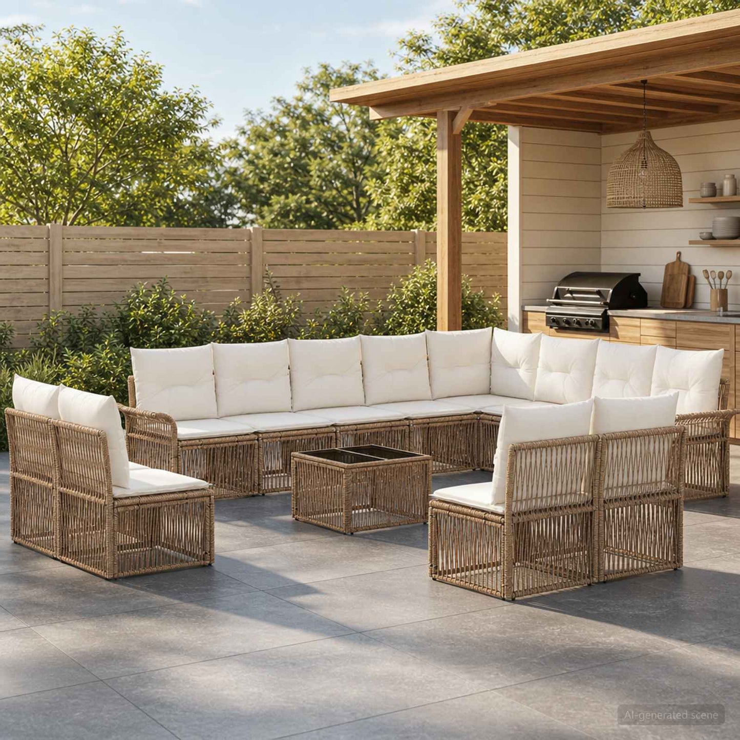 Gartensofa-set 13 pcs Beige Poly-Rattan