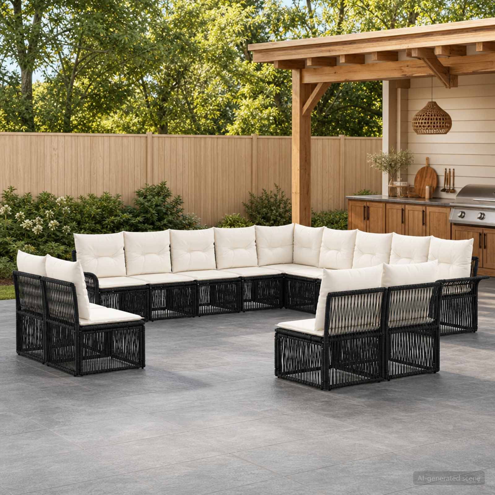 Gartensofa-set 13 pcs Schwarz Poly-Rattan