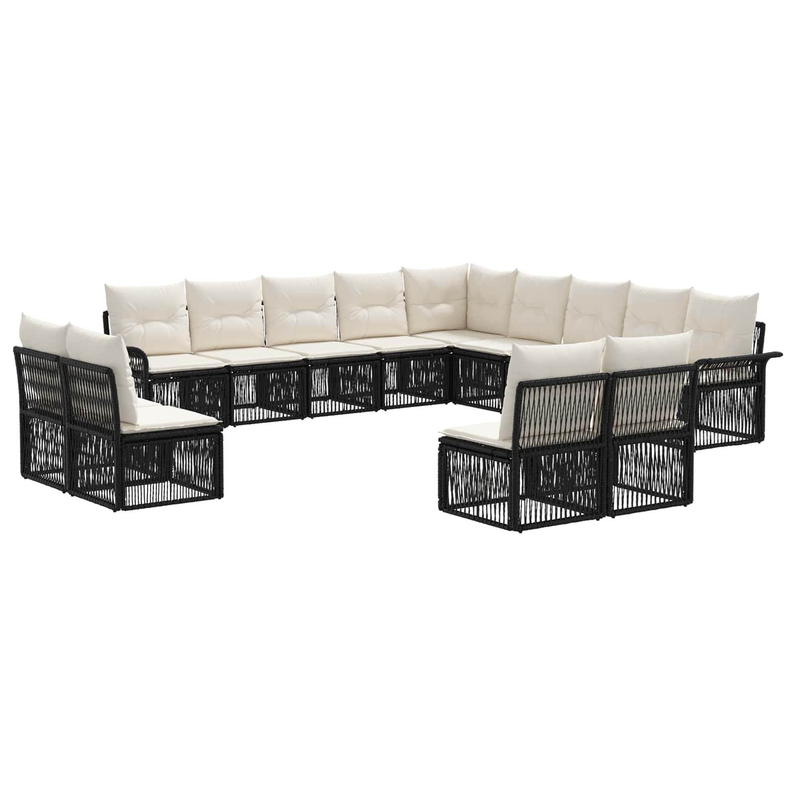 Gartensofa-set 13 pcs Schwarz Poly-Rattan
