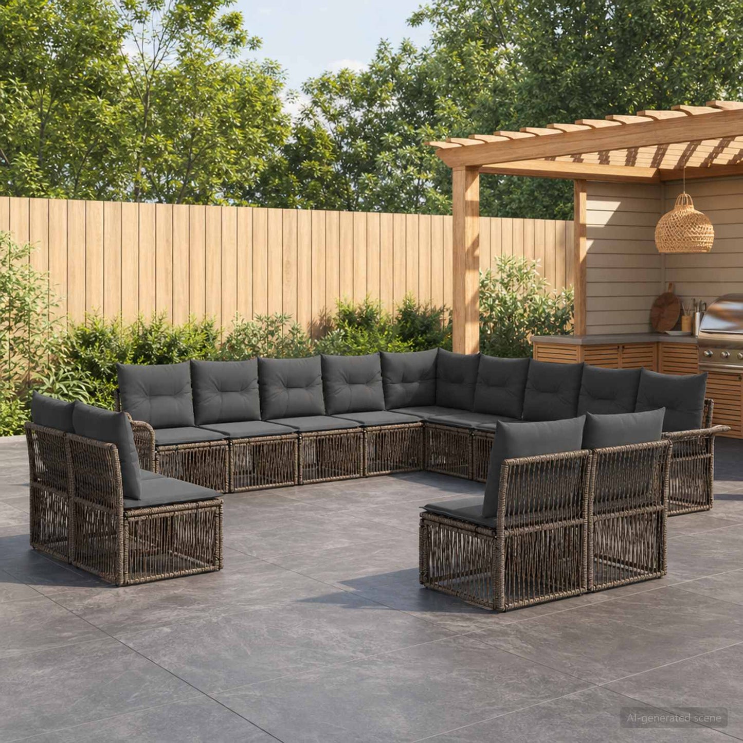Gartensofa-set 13 stk. Grau Poly-Rattan
