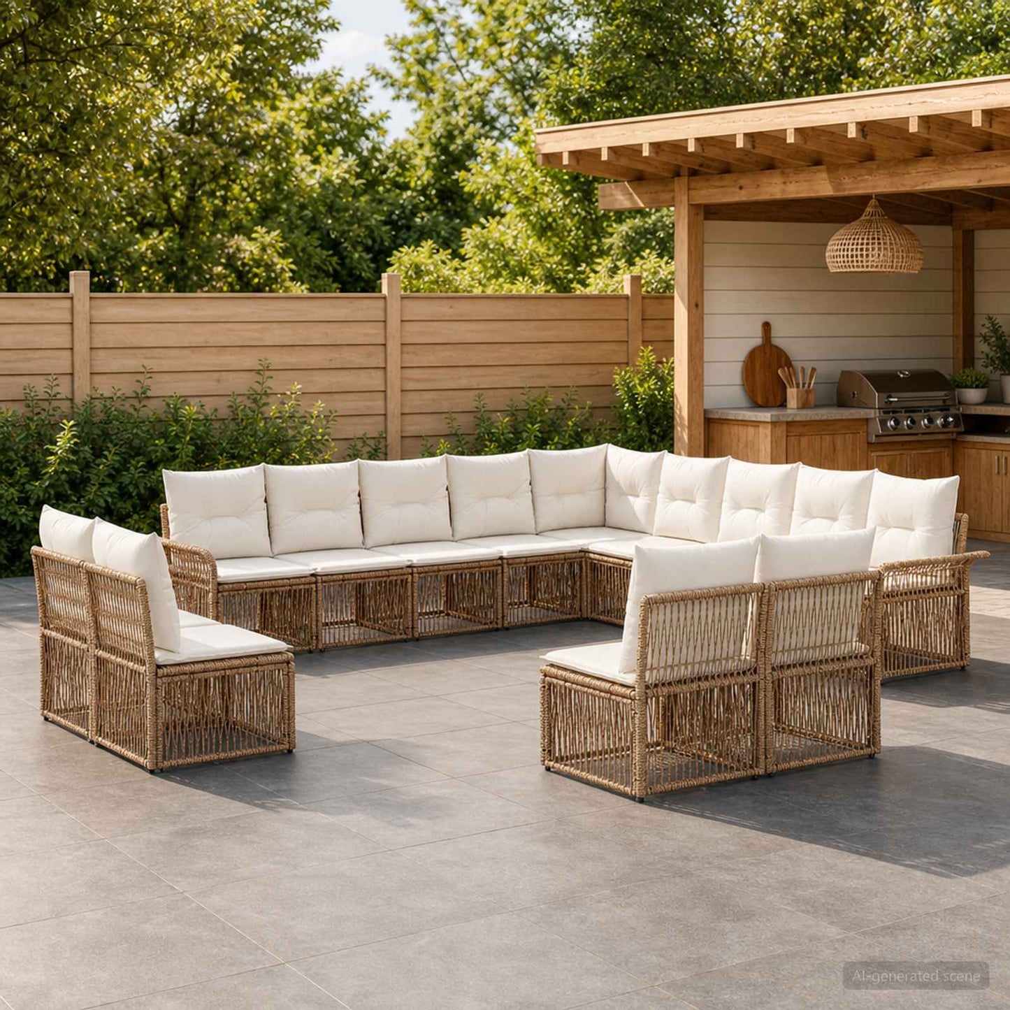 Gartensofa-set 13 pcs Beige Poly-Rattan