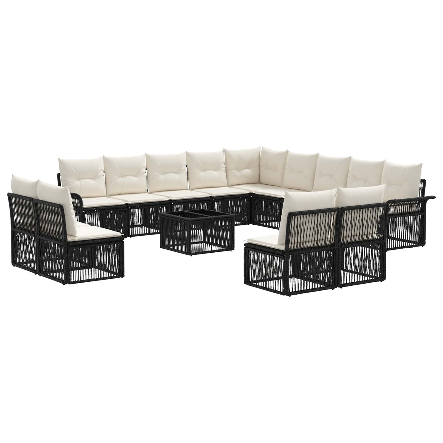Gartensofa-set 14 pcs Schwarz Poly-Rattan