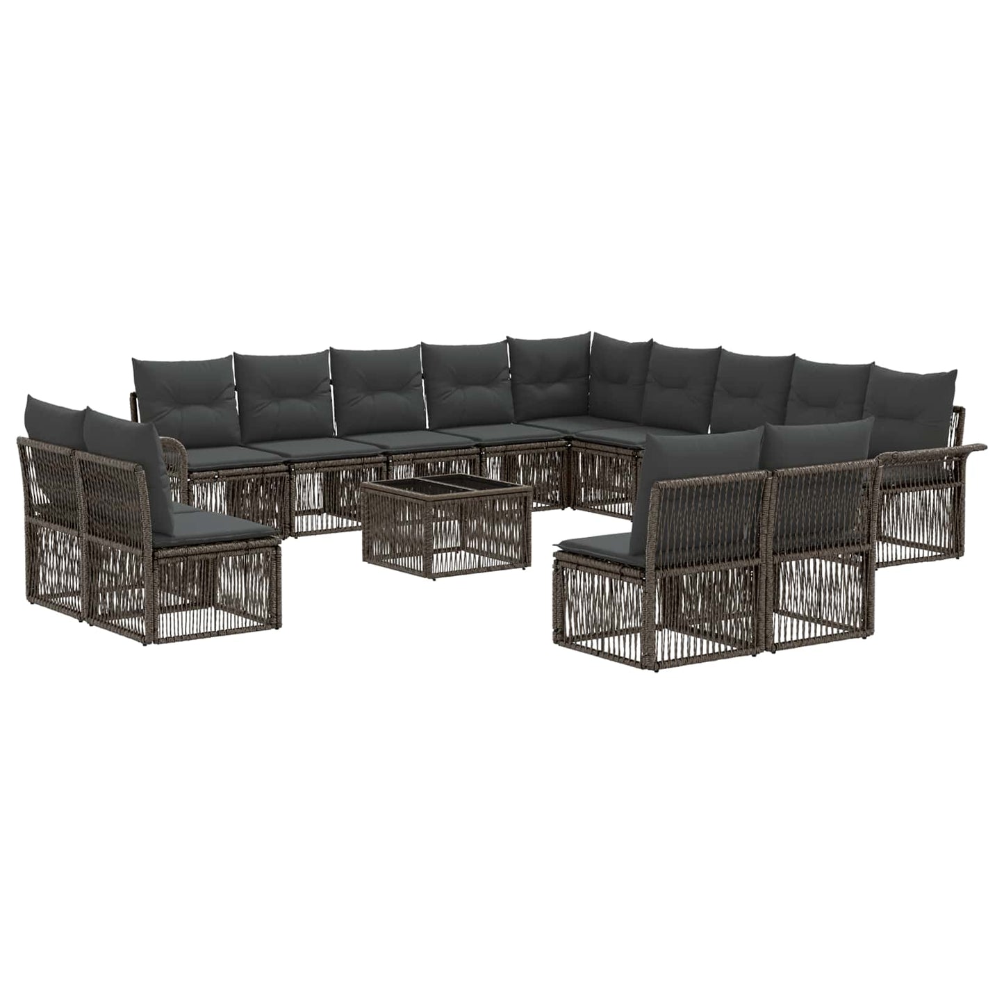 Gartensofa-set 14 stk. Grau Poly-Rattan