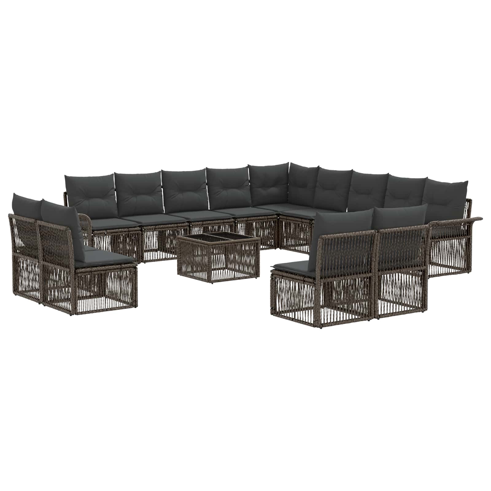 Gartensofa-set 14 stk. Grau Poly-Rattan