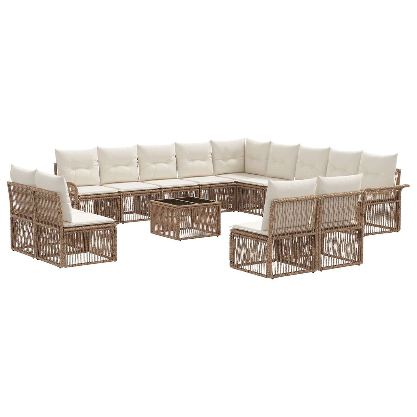 Gartensofa-set 14 pcs Beige Poly-Rattan