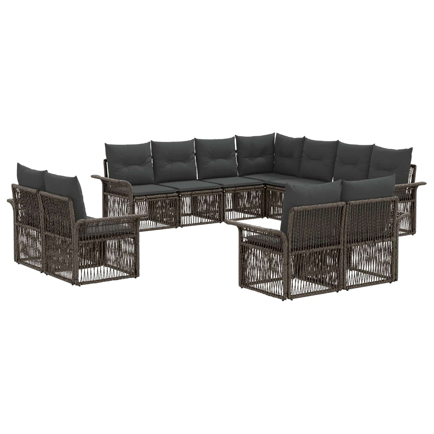 Gartensofa-set 11 stk. Grau und Dunkelgrau Poly-Rattan