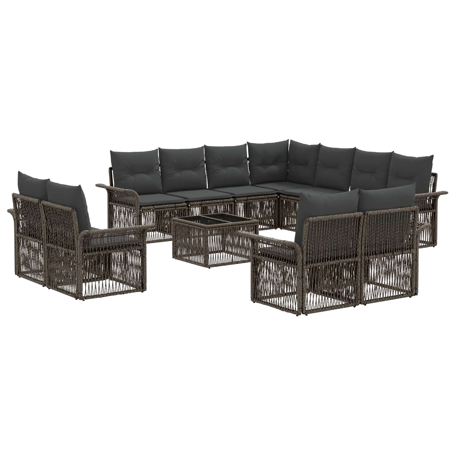 Gartensofa-set 12 stk. Grau und Dunkelgrau Poly-Rattan