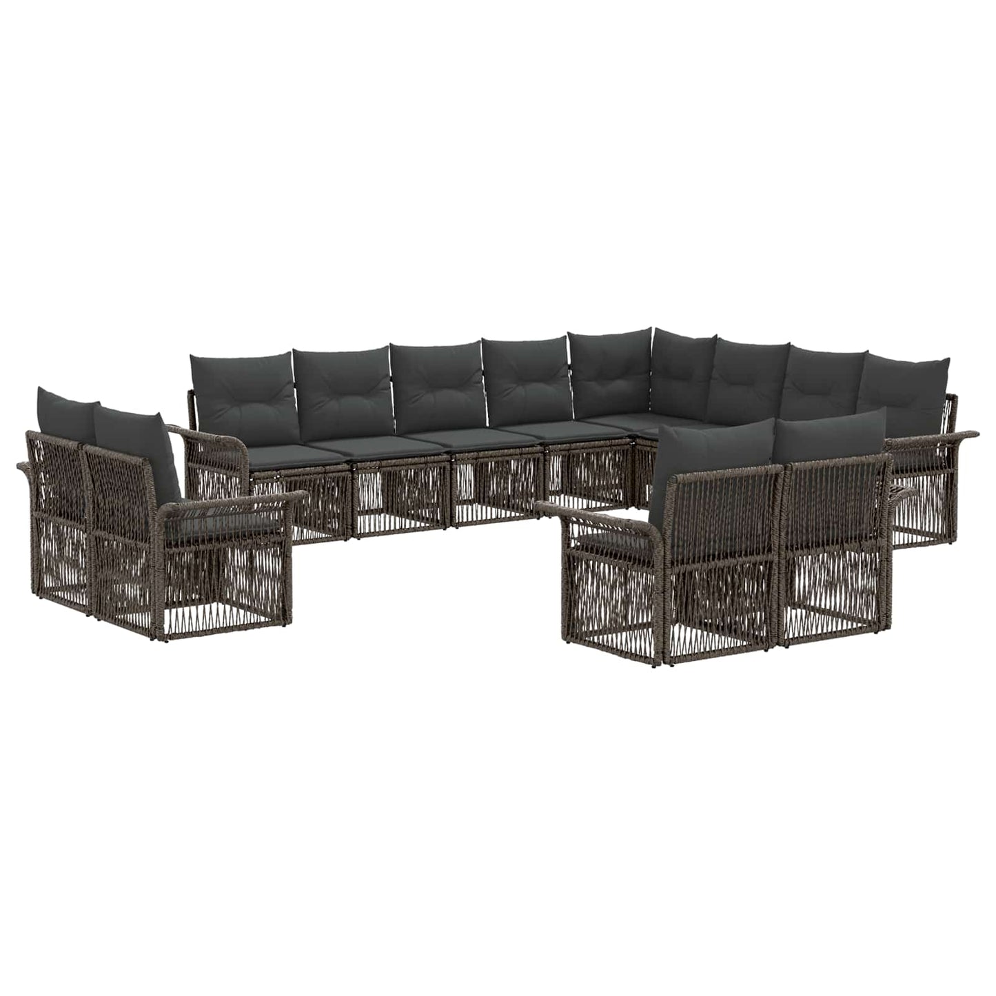 Gartensofa-set 12 stk. Grau und Dunkelgrau Poly-Rattan