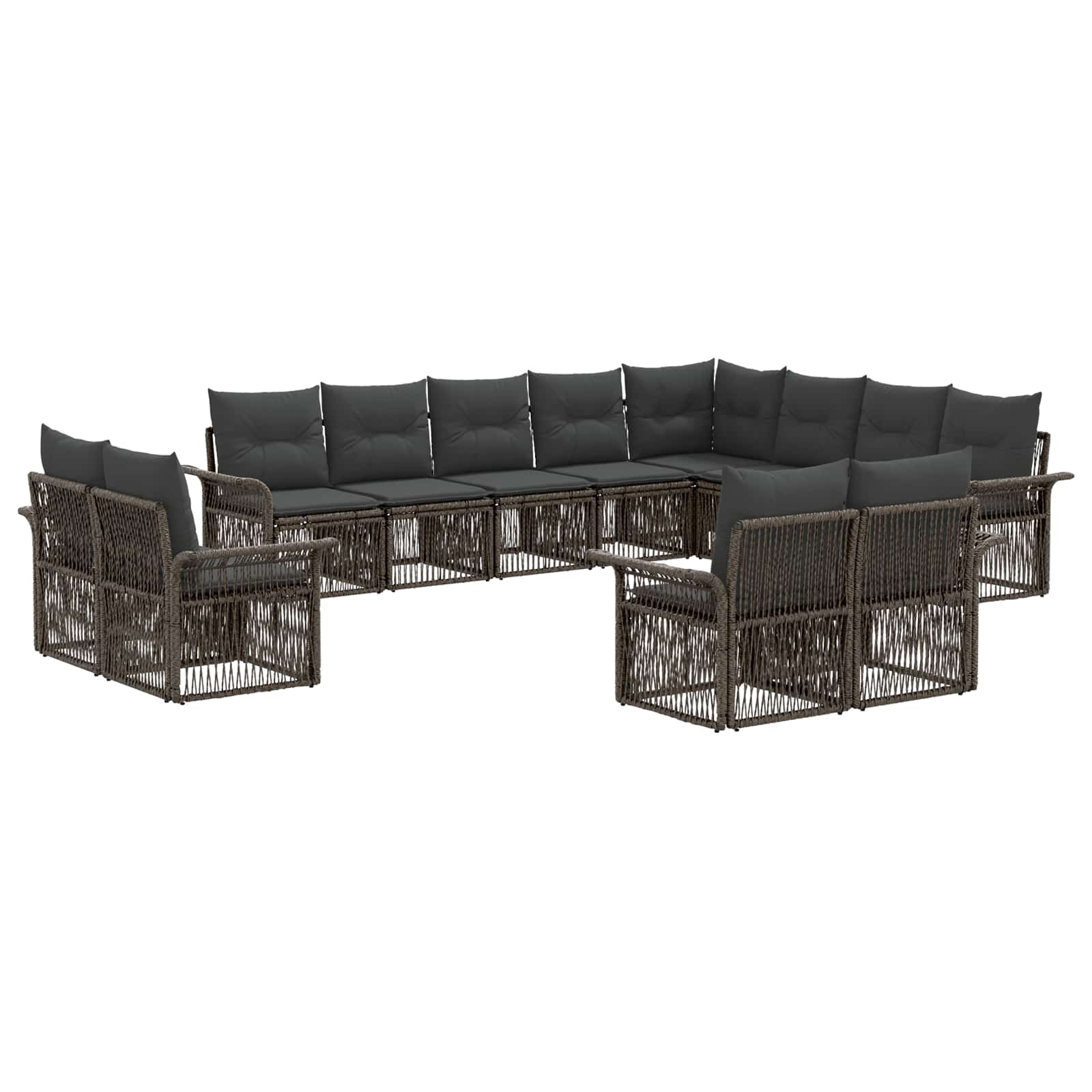 Gartensofa-set 12 stk. Grau und Dunkelgrau Poly-Rattan
