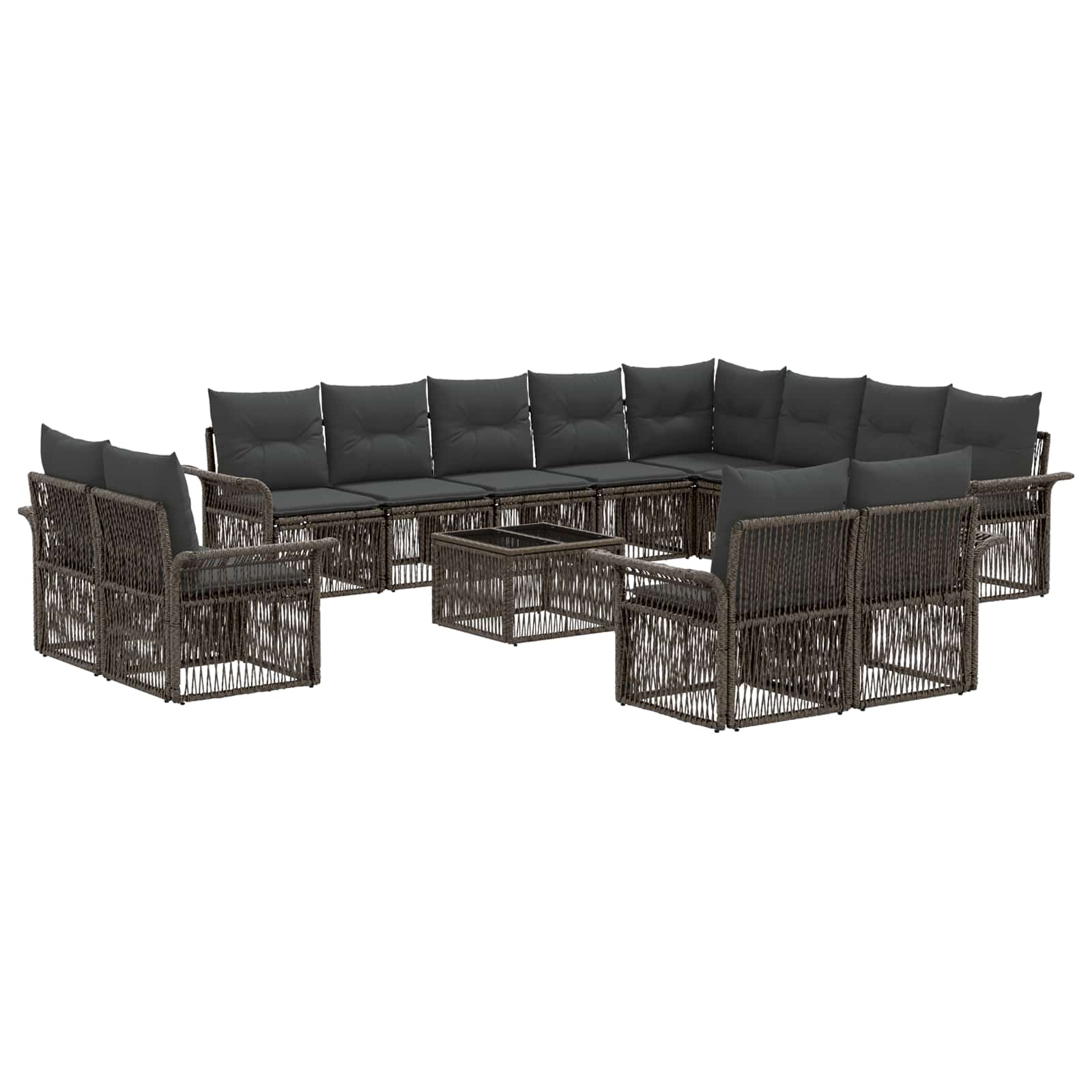 Gartensofa-set 13 stk. Grau und Dunkelgrau Poly-Rattan