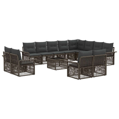 Gartensofa-set 13 stk. Grau und Dunkelgrau Poly-Rattan
