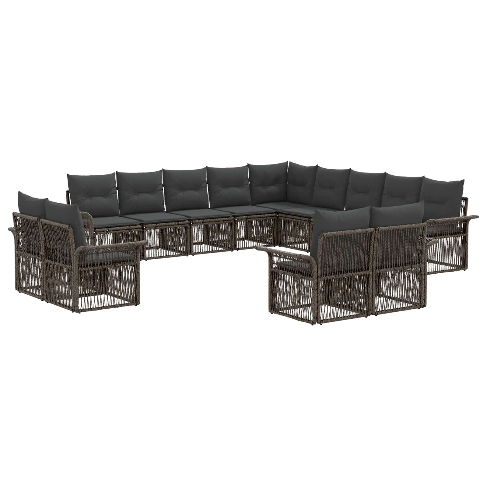 Gartensofa-set 13 stk. Grau und Dunkelgrau Poly-Rattan