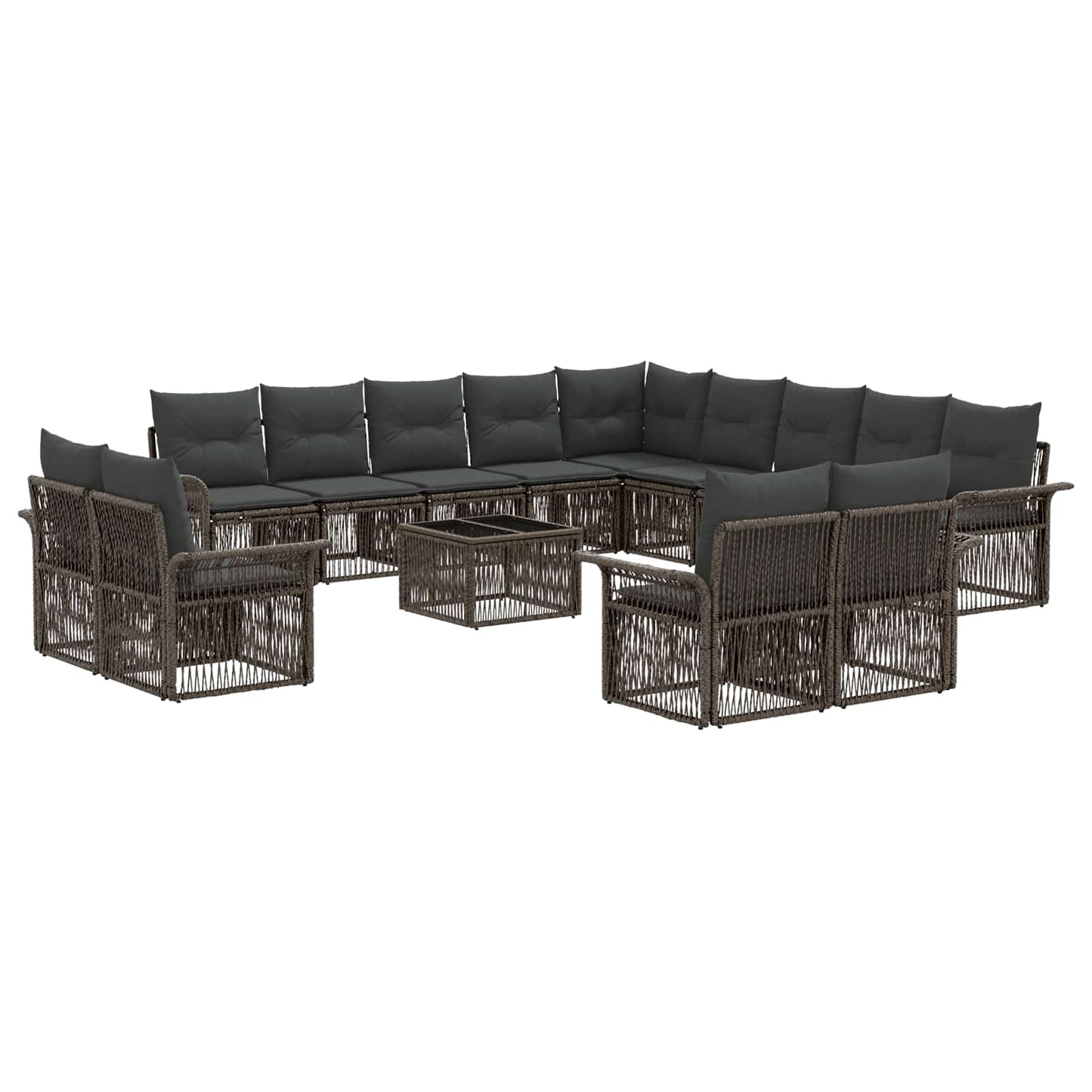 Gartensofa-set 14 stk. Grau und Dunkelgrau Poly-Rattan