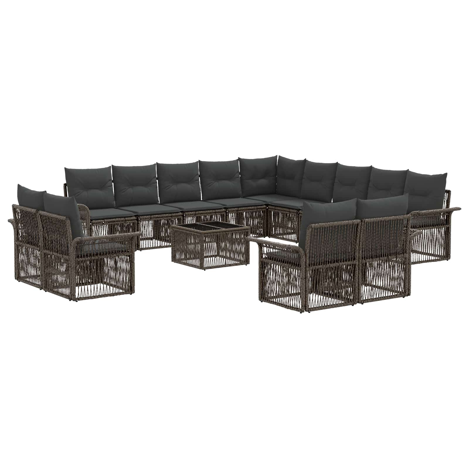 Gartensofa-set 14 stk. Grau und Dunkelgrau Poly-Rattan