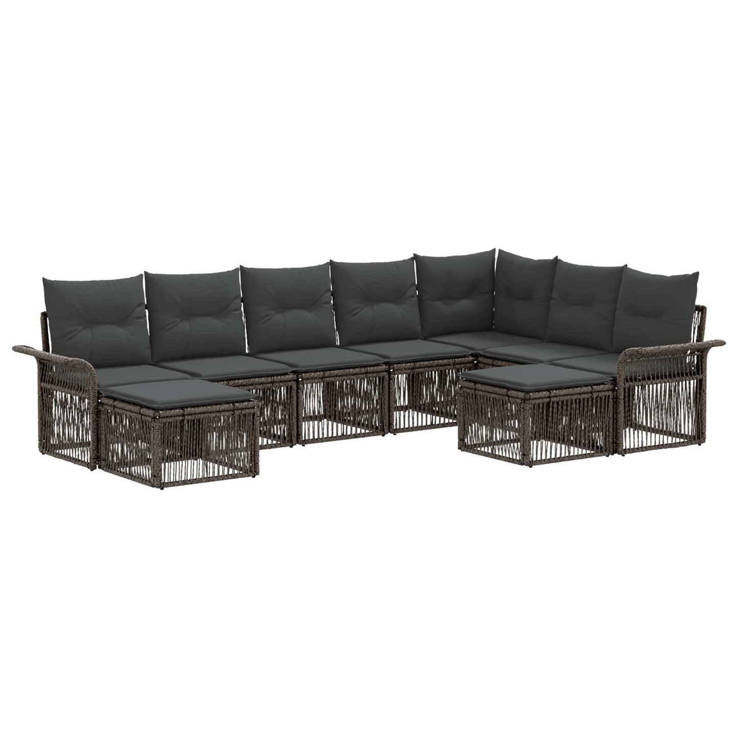 Gartensofa-set 9 stk. Grau und Dunkelgrau Poly-Rattan