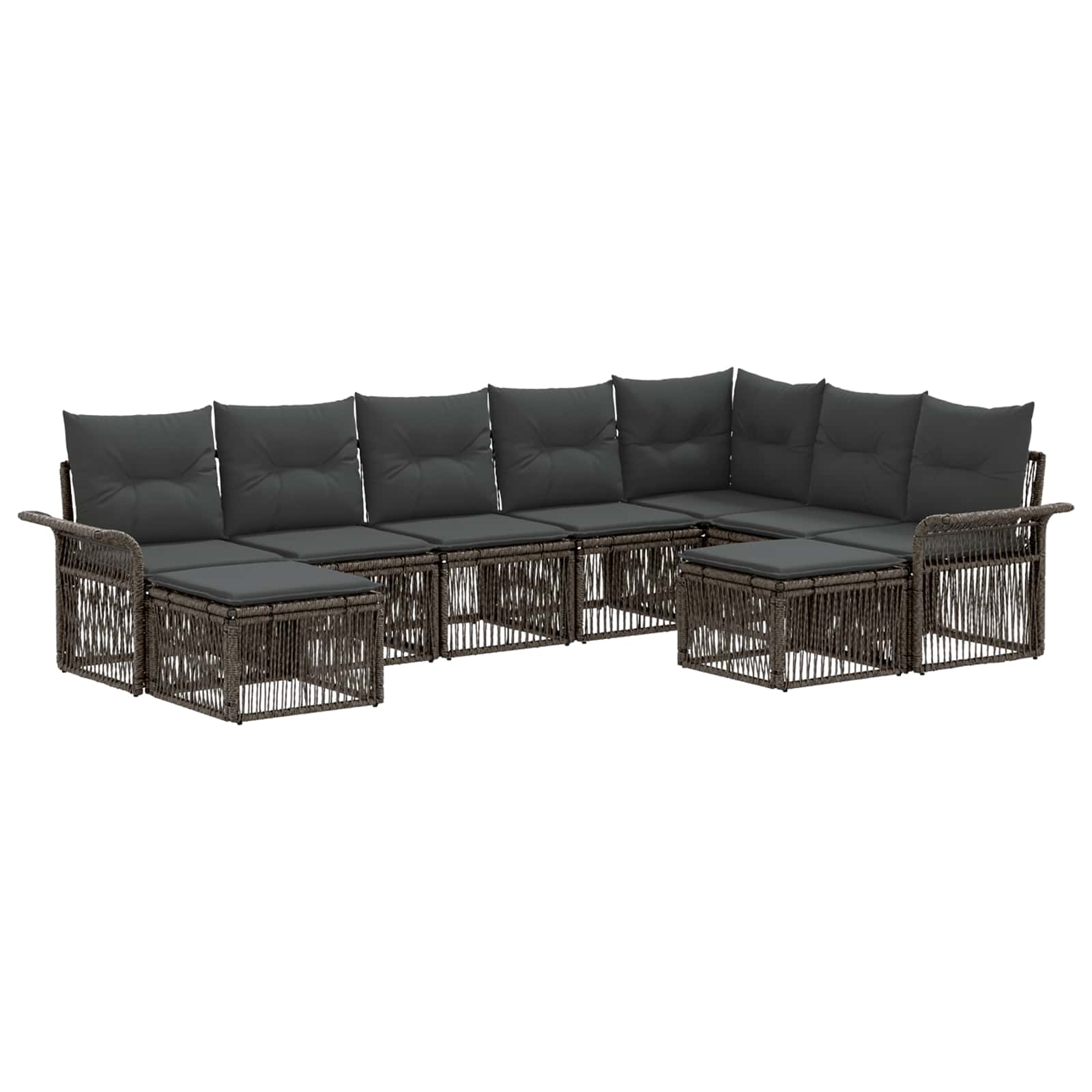 Gartensofa-set 9 stk. Grau und Dunkelgrau Poly-Rattan