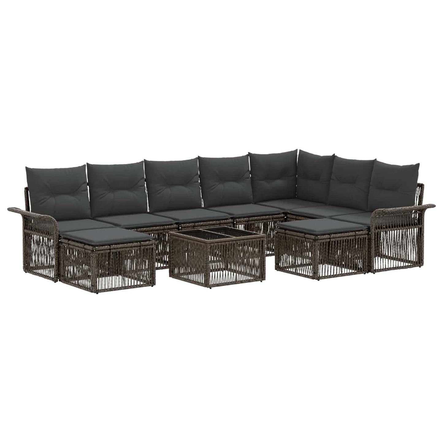 Gartensofa-set 10 stk. Grau und Dunkelgrau Poly-Rattan