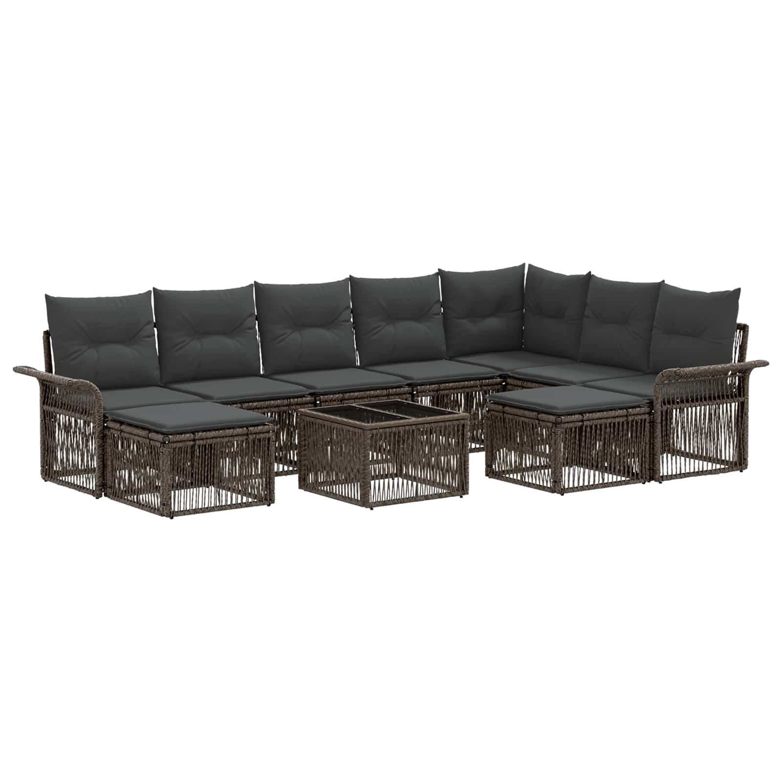 Gartensofa-set 10 stk. Grau und Dunkelgrau Poly-Rattan
