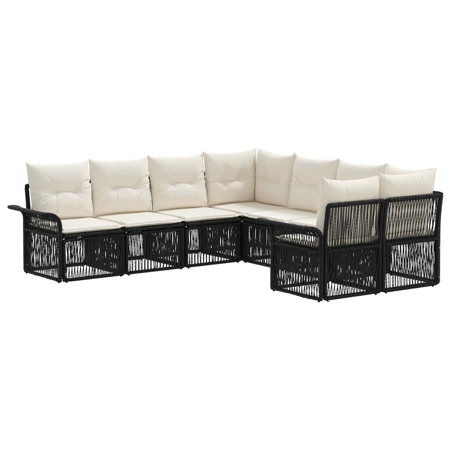 Gartensofa-set 8 stk. 8-Sitzanzahl Schwarz und Cremeweiß