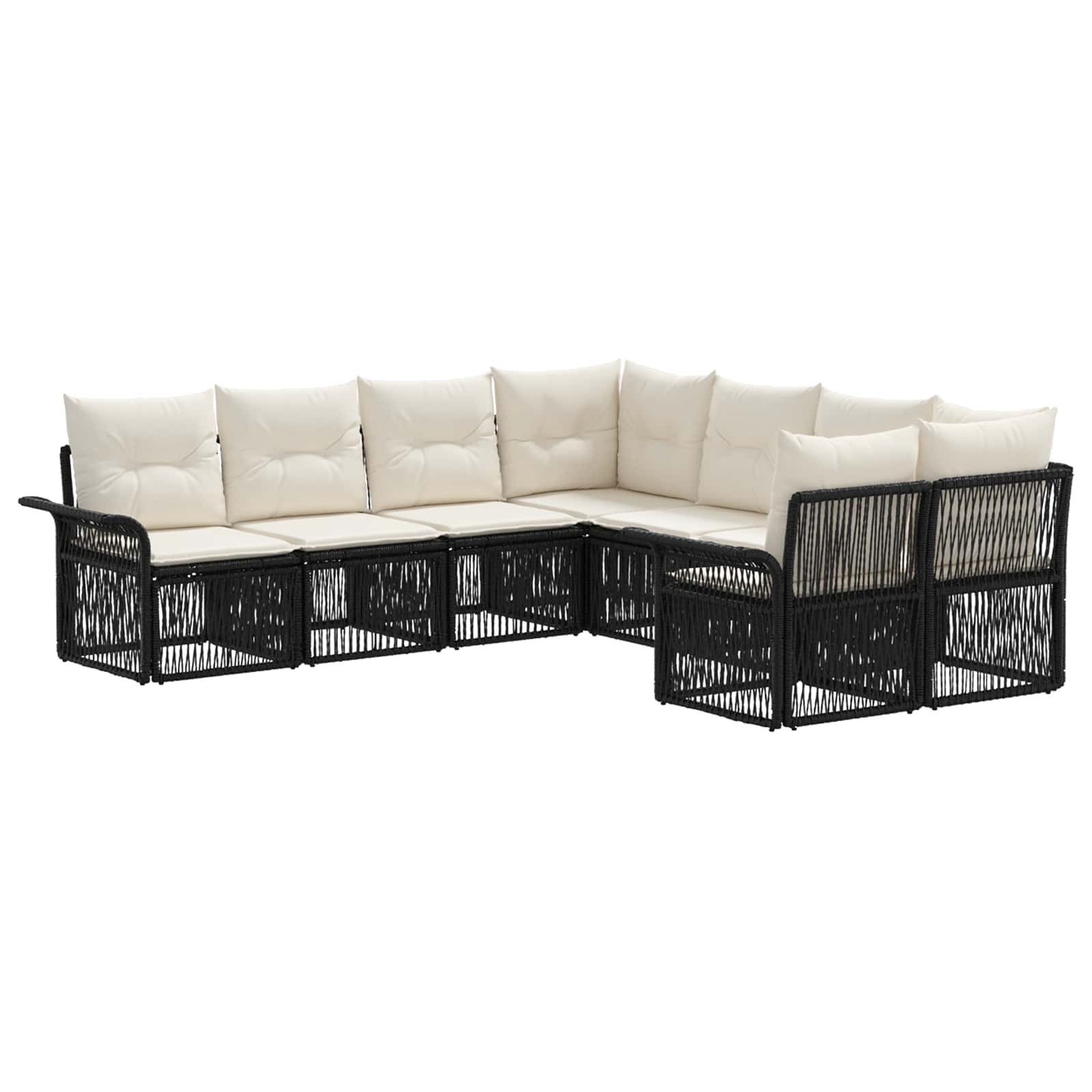 Gartensofa-set 8 stk. 8-Sitzanzahl Schwarz und Cremeweiß