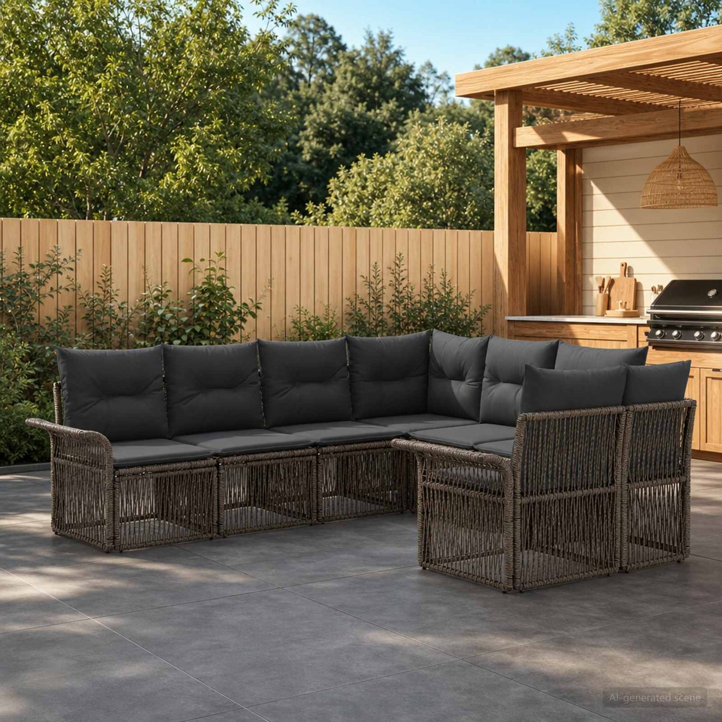 Gartensofa-set 8 stk. 8-Sitzanzahl Grau und Dunkelgrau