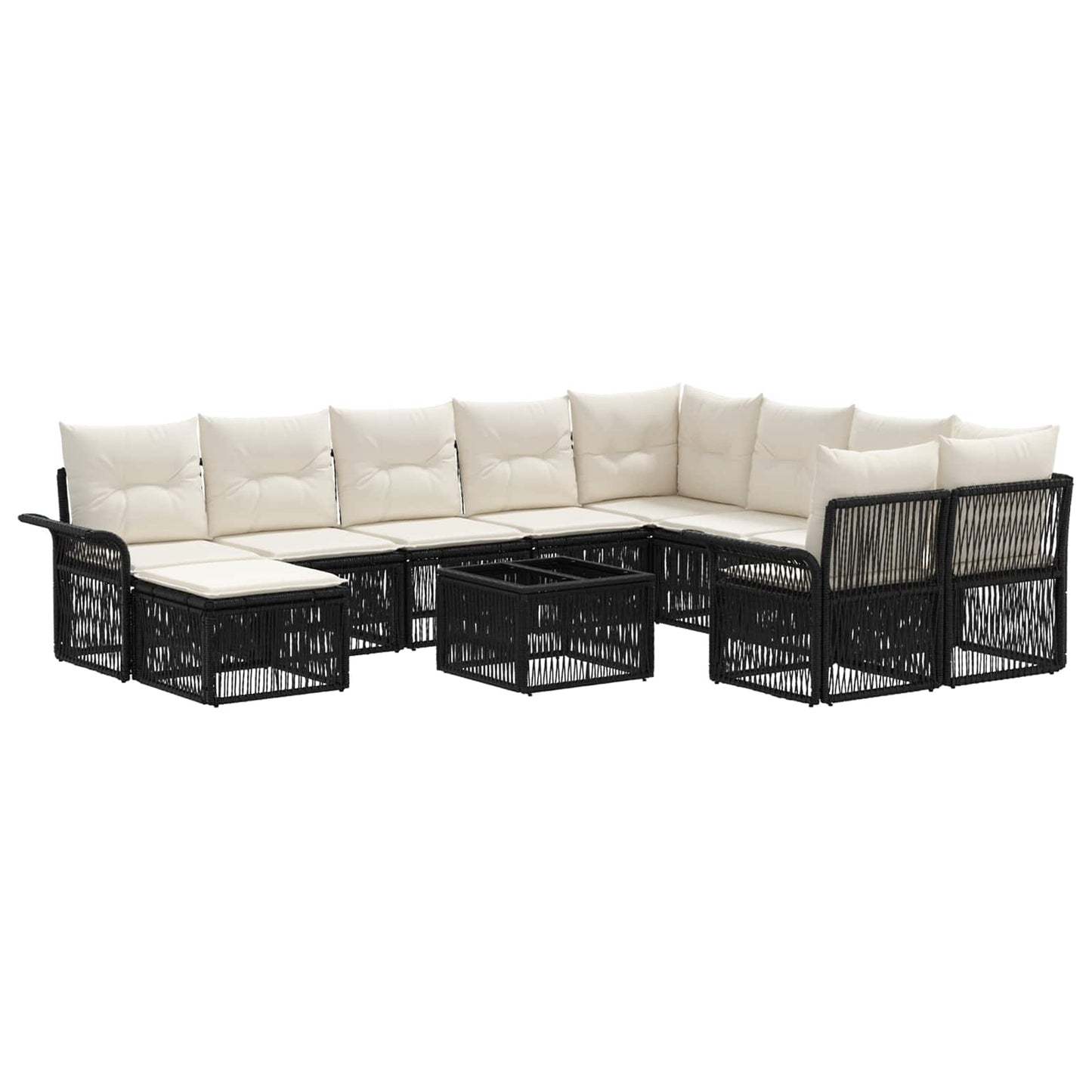 Gartensofa-set 11 stk. Schwarz Poly-Rattan
