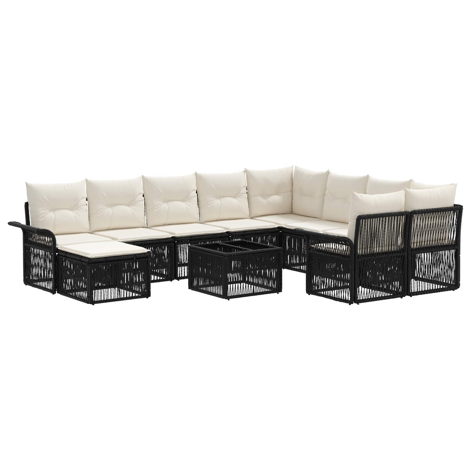 Gartensofa-set 11 stk. Schwarz Poly-Rattan