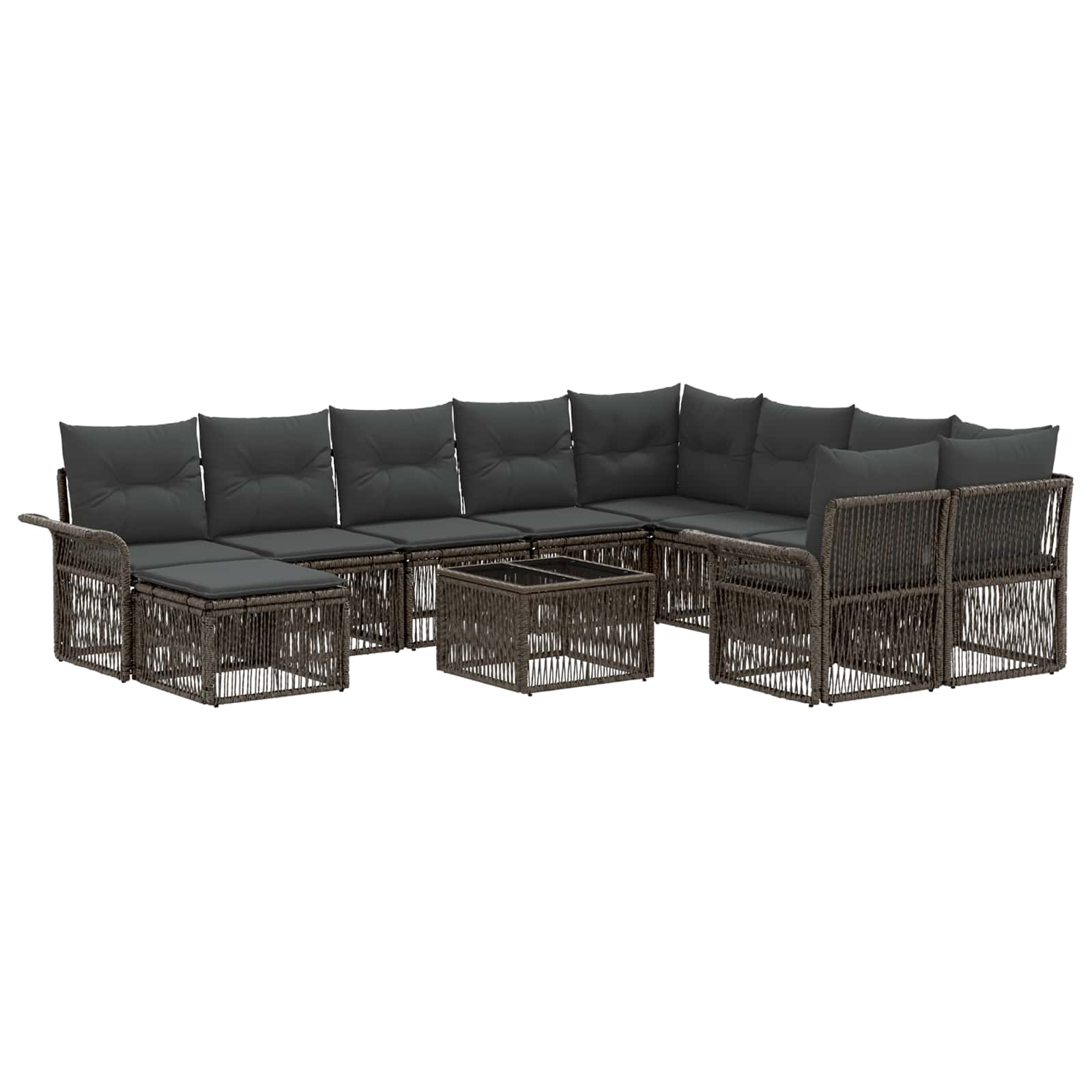 Gartensofa-set 11 stk. Grau Poly-Rattan