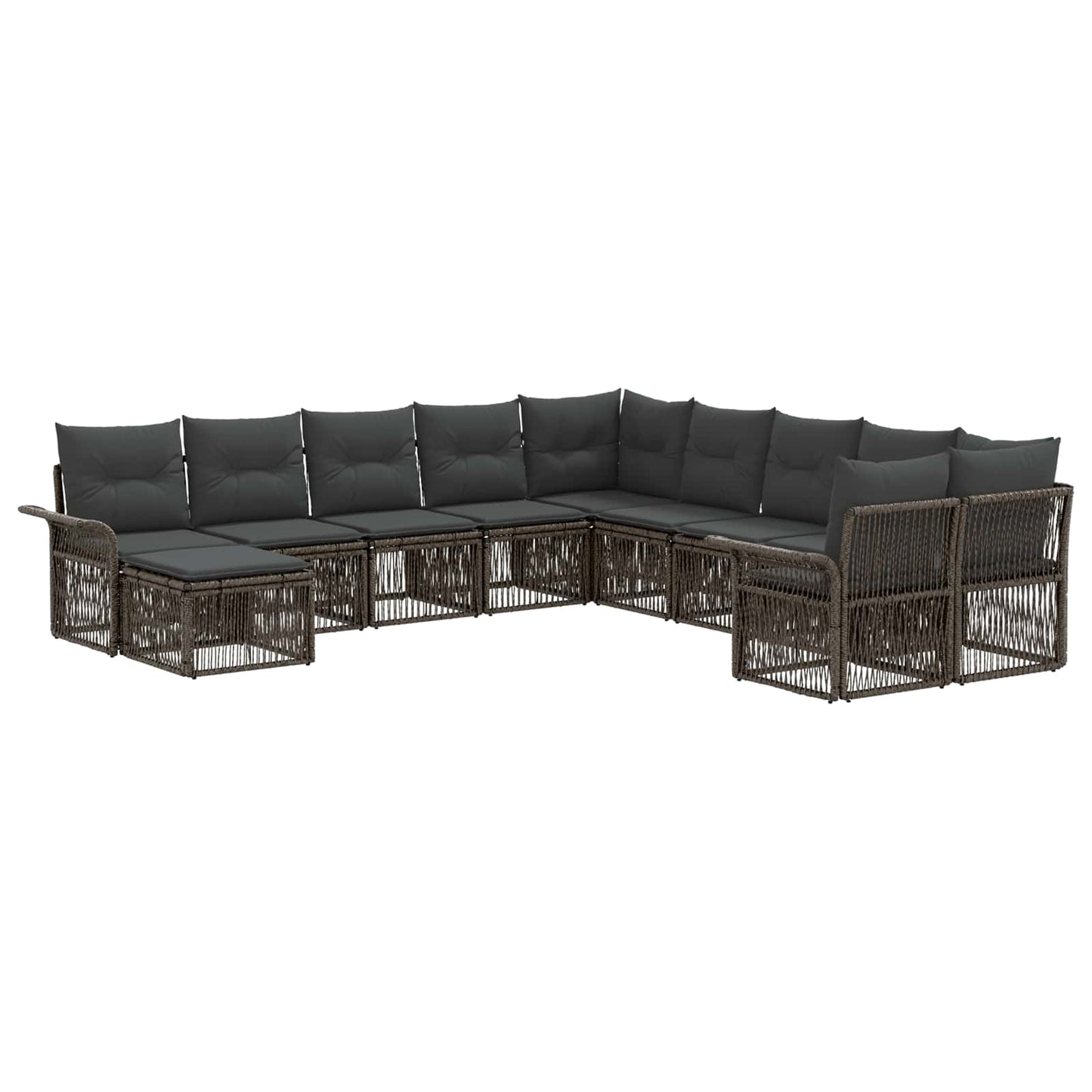 Gartensofa-set 11 pcs Grau und Dunkelgrau Poly-Rattan