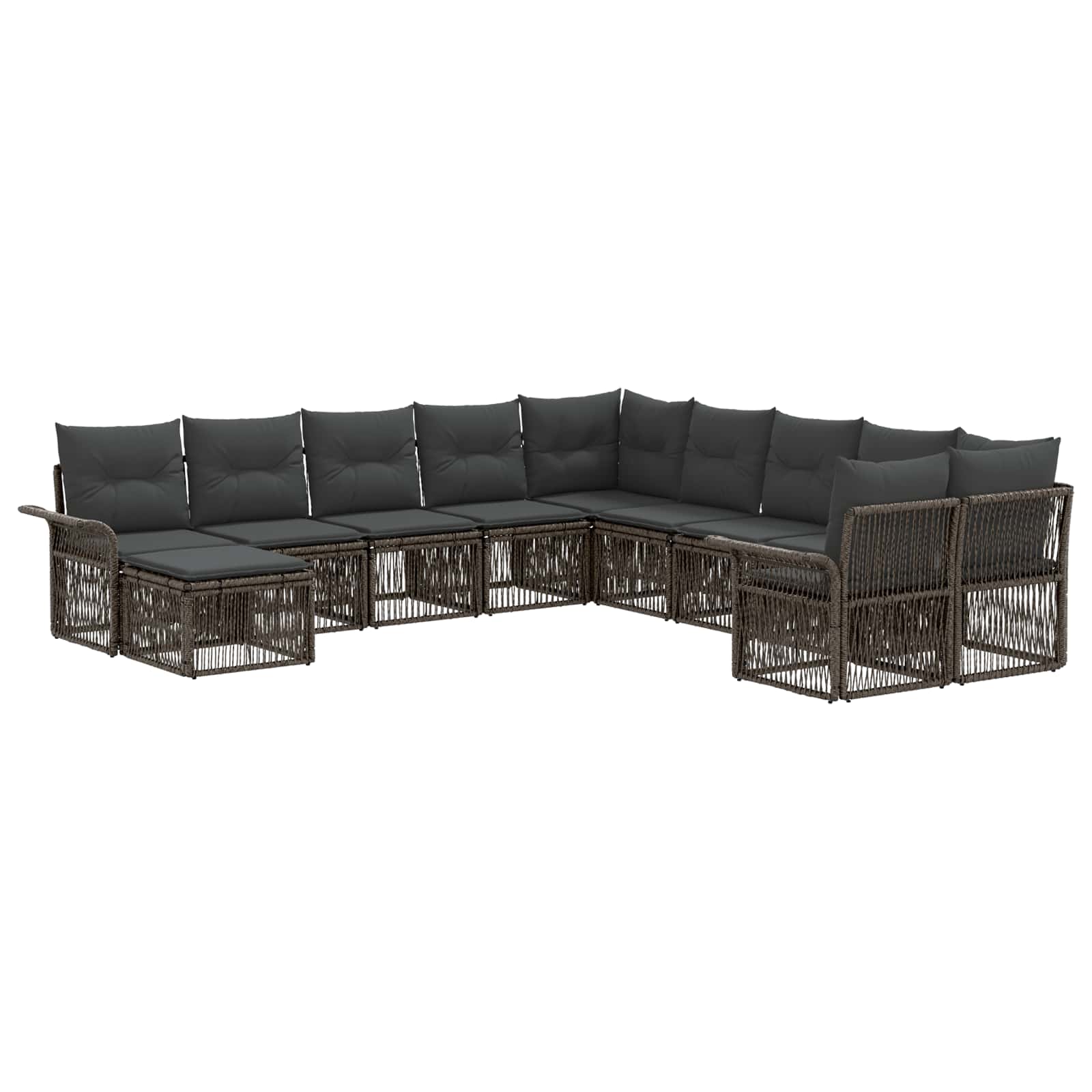 Gartensofa-set 11 pcs Grau und Dunkelgrau Poly-Rattan