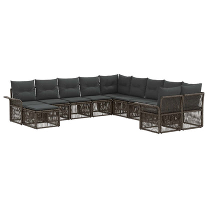Gartensofa-set 11 stk. Grau und Dunkelgrau Poly-Rattan