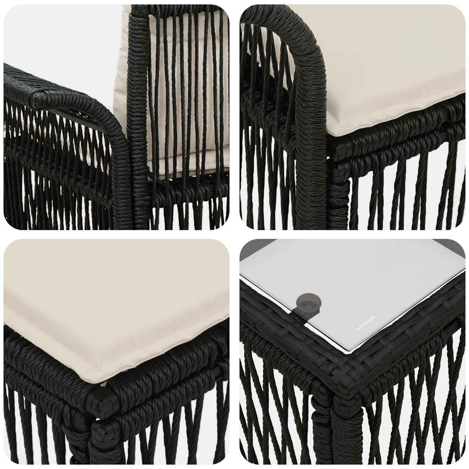 Gartensofa-set 12 stk. Schwarz und Cremeweiß Poly-Rattan