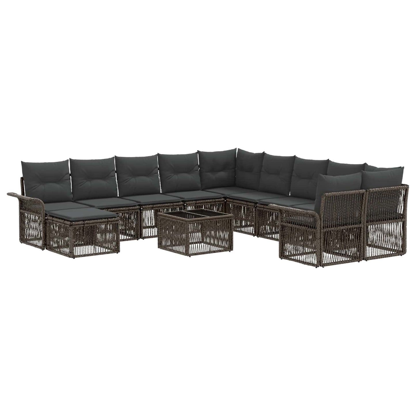 Gartensofa-set 12 stk. Grau und Dunkelgrau Poly-Rattan