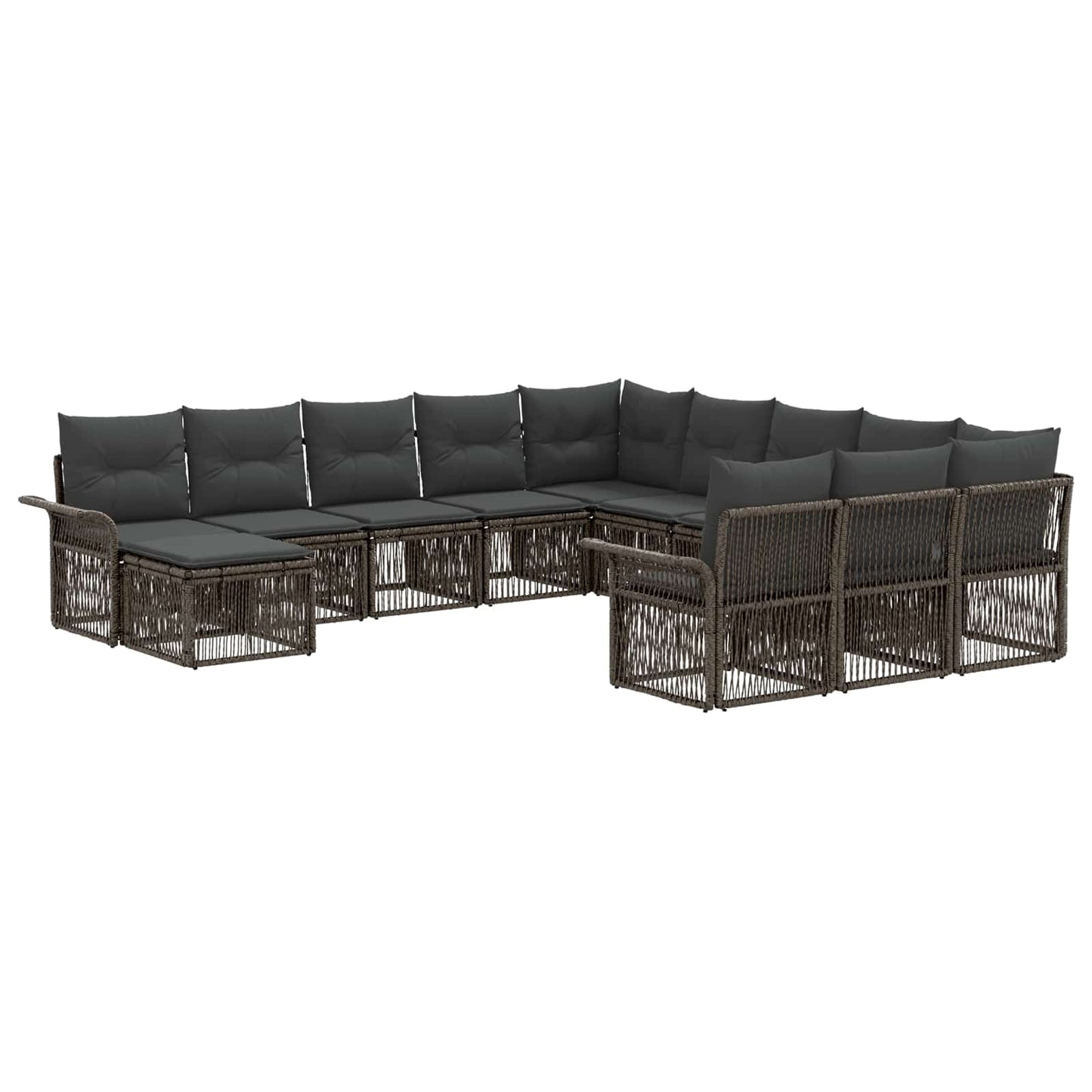 Gartensofa-set 12 pcs Grau und Dunkelgrau Poly-Rattan