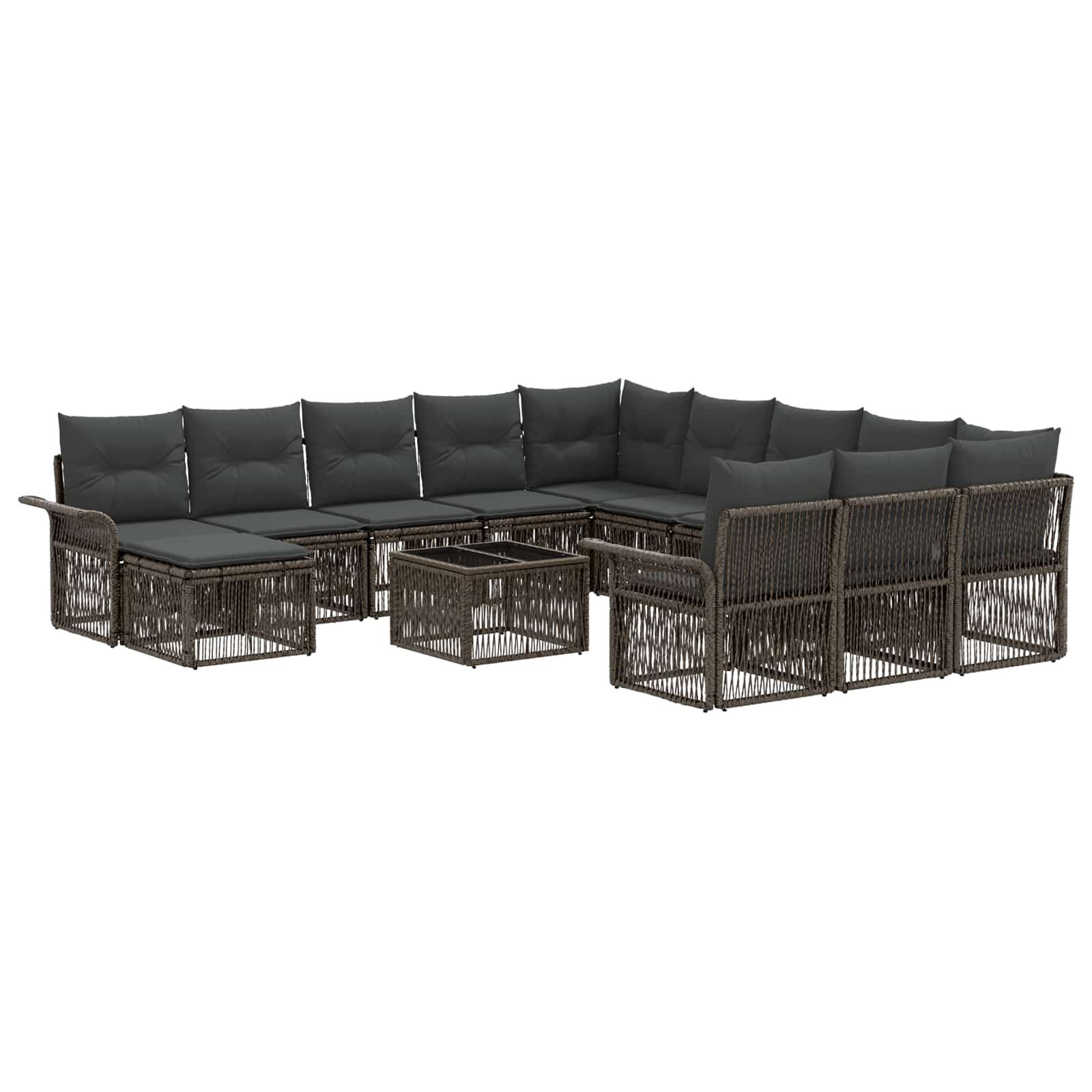 Gartensofa-set 13 stk. Grau und Dunkelgrau Poly-Rattan
