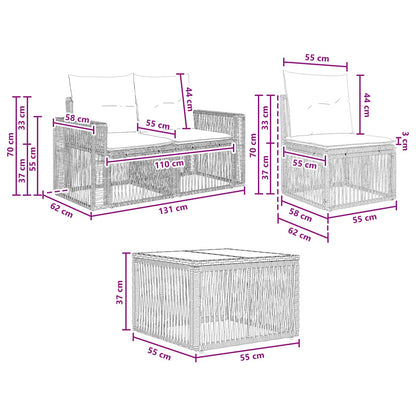 Gartensofa-set 4 stk. Schwarz und Cremeweiß Poly-Rattan