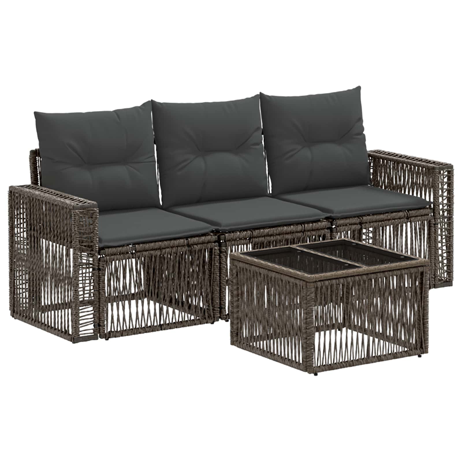 Gartensofa-set 4 stk. Grau und Dunkelgrau Poly-Rattan