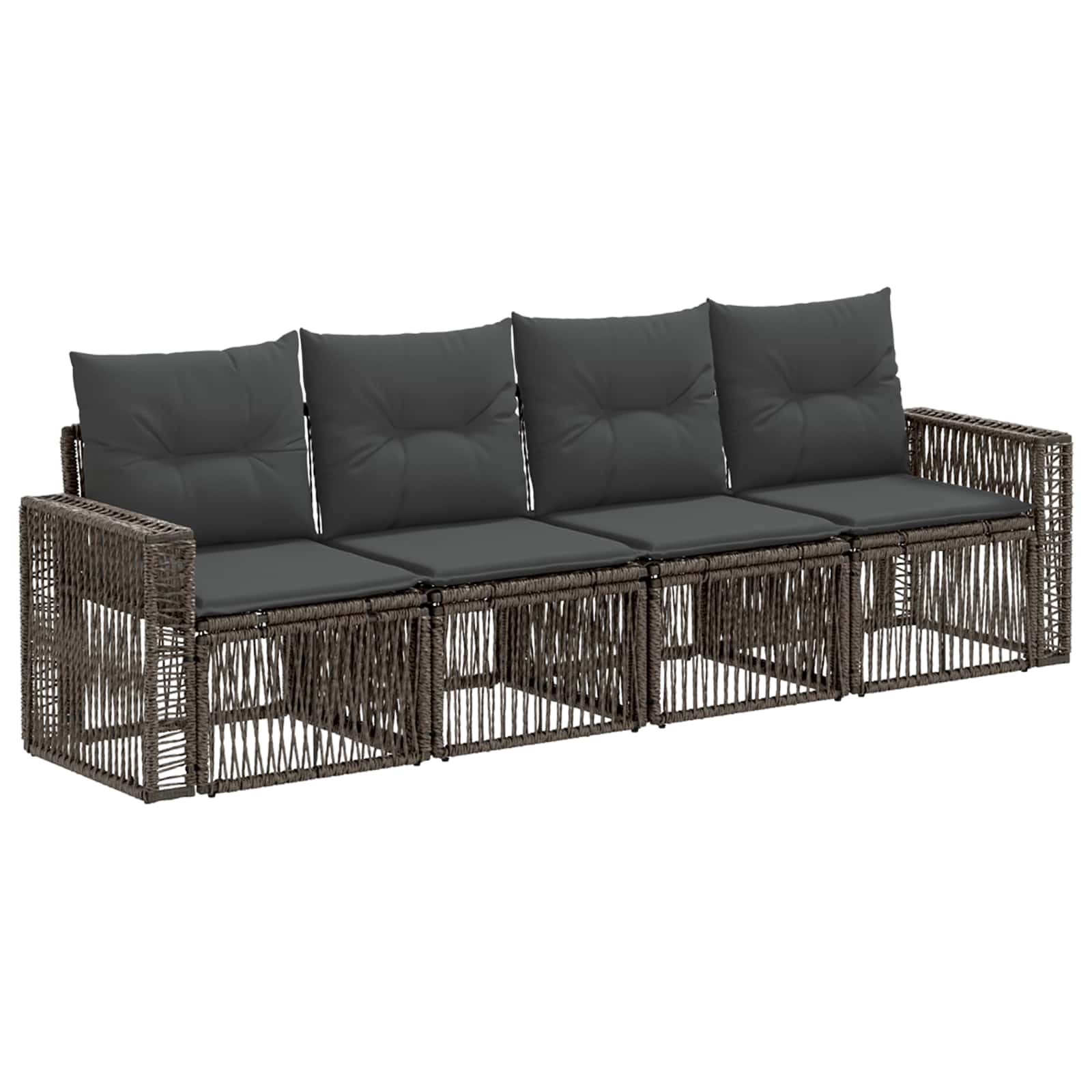Gartensofa-set 4 stk. Grau und Dunkelgrau Poly-Rattan