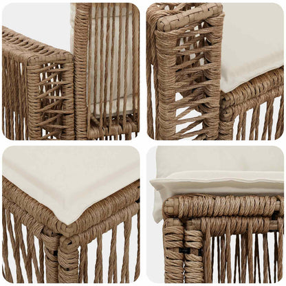 Gartensofa-set 4 stk. Beige und Cremeweiß Poly-Rattan